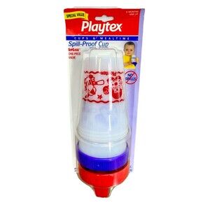 Vintage Playtex 2 Pack 6 Mo+ Plastic Spill Proof Training Sippy Cups Sports 6oz